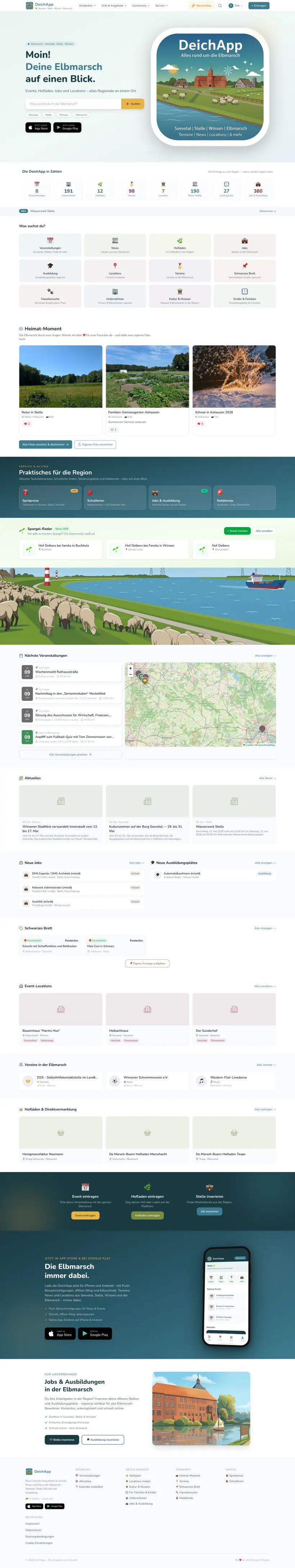 Screenshot der Website DeichApp