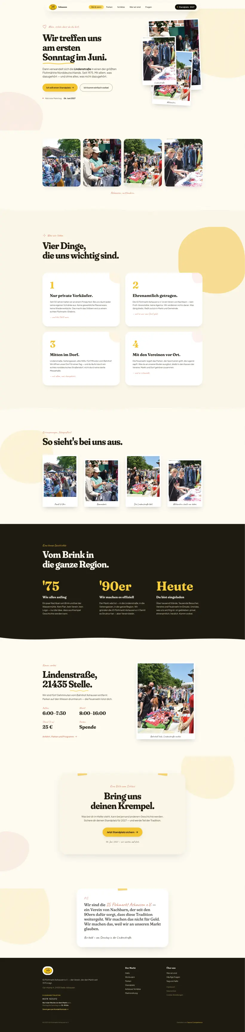 Screenshot der Website Flohmarkt Ashausen